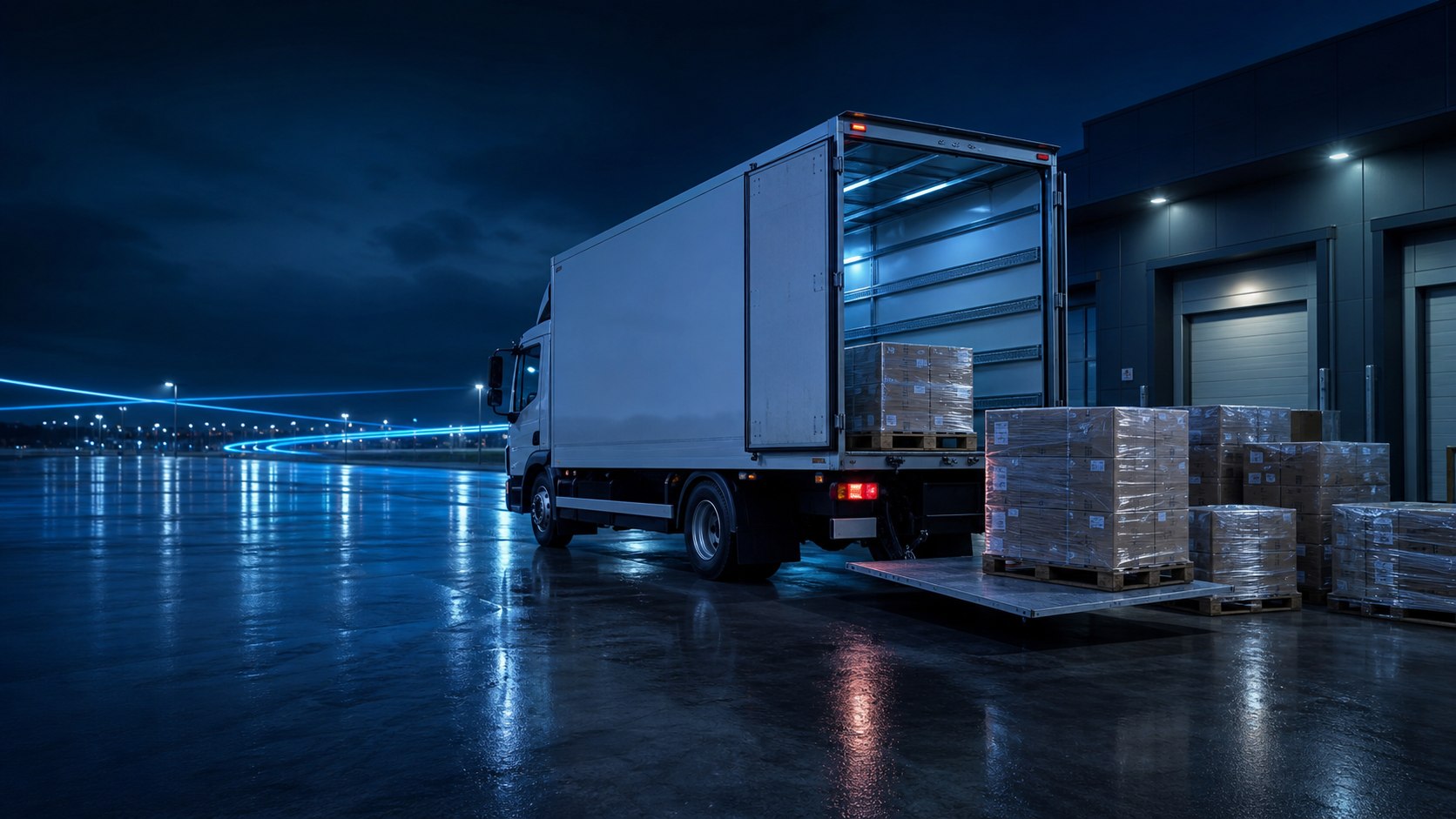 Standard freight truck for grouped pallet loads.